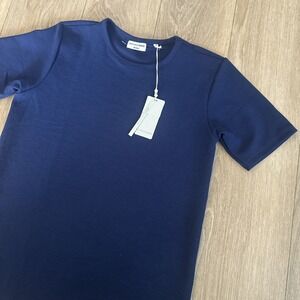 Hudson & Barrow Knitwear Men's‎ Short Sleeve Tee Gauze Stretch Navy Blue Medium